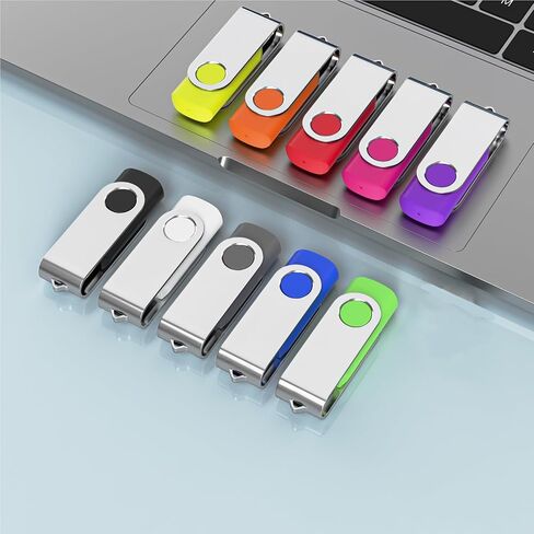 10 عبوات محرك أقراص فلاش USB 2.0 بسعة 2 جيجابايت مع سلاسل مفاتيح، محركات أقراص USB دوارة للإبهام، محرك أقراص USB للكمبيوتر المحمول (أسود) in Saudi Arabia