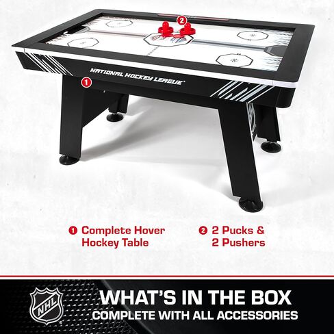 60" Air Hockey Table - Fast-paced air Powered Surface with Electronic Overhead Arena Scoreboard - Includes 2 Pucks and 2 Pushers, Black/White in Kuwait