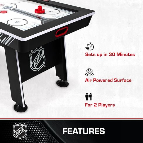 60" Air Hockey Table - Fast-paced air Powered Surface with Electronic Overhead Arena Scoreboard - Includes 2 Pucks and 2 Pushers, Black/White in Kuwait