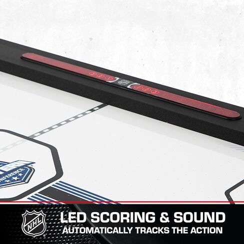 60" Air Hockey Table - Fast-paced air Powered Surface with Electronic Overhead Arena Scoreboard - Includes 2 Pucks and 2 Pushers, Black/White in Kuwait