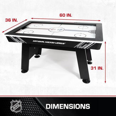 60" Air Hockey Table - Fast-paced air Powered Surface with Electronic Overhead Arena Scoreboard - Includes 2 Pucks and 2 Pushers, Black/White in Kuwait