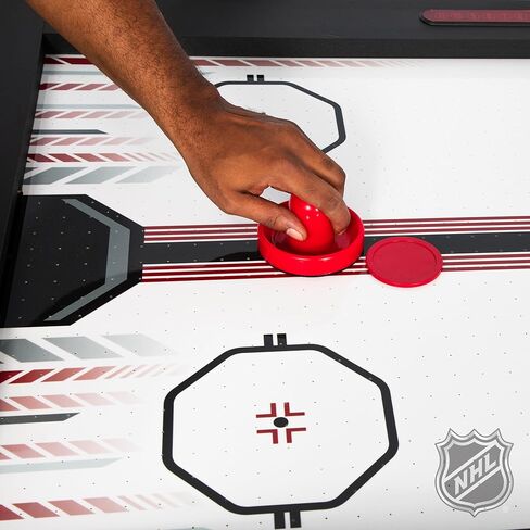 60" Air Hockey Table - Fast-paced air Powered Surface with Electronic Overhead Arena Scoreboard - Includes 2 Pucks and 2 Pushers, Black/White in Kuwait