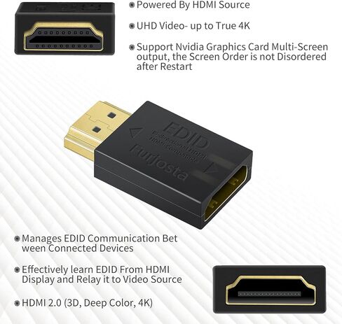 4K HDMI EDID محاكي العبور محول مقرنة HDMI دمية التوصيل لشاشة الكمبيوتر جهاز عرض الفيديو الفاصل التبديل KVM موسع AV استقبال 3840x2160 @ 60 هرتز 1P in Saudi Arabia