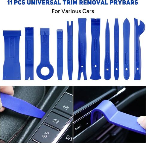 95Pcs Trim Removal Tool Car Panel Door Audio Trim Removal Kit Multiple Auto Clip Pliers Fastener Remover Set Pry Puller Crowbar Car Upholstery Terminal/Stereo Repair Blue with Storage Bag in Saudi Arabia