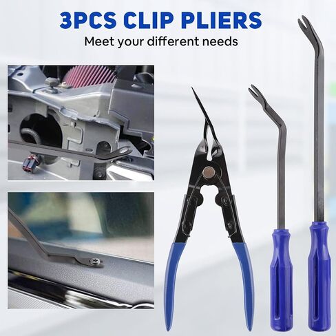 95Pcs Trim Removal Tool Car Panel Door Audio Trim Removal Kit Multiple Auto Clip Pliers Fastener Remover Set Pry Puller Crowbar Car Upholstery Terminal/Stereo Repair Blue with Storage Bag in Saudi Arabia