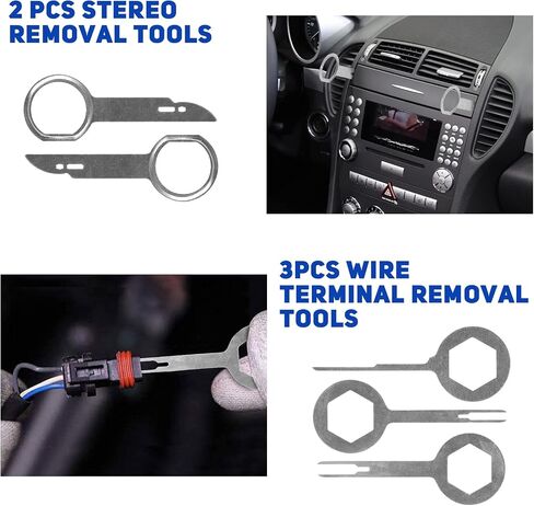 95Pcs Trim Removal Tool Car Panel Door Audio Trim Removal Kit Multiple Auto Clip Pliers Fastener Remover Set Pry Puller Crowbar Car Upholstery Terminal/Stereo Repair Blue with Storage Bag in Saudi Arabia