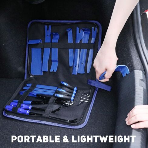 95Pcs Trim Removal Tool Car Panel Door Audio Trim Removal Kit Multiple Auto Clip Pliers Fastener Remover Set Pry Puller Crowbar Car Upholstery Terminal/Stereo Repair Blue with Storage Bag in Saudi Arabia
