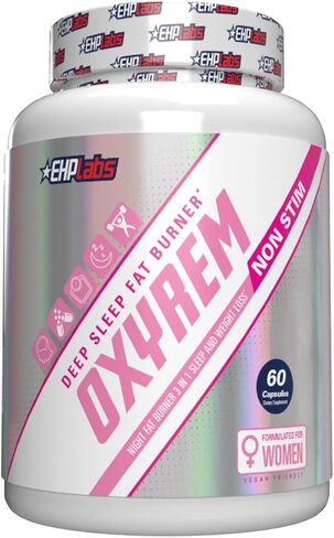 EHPlabs OxyRem للنساء - جهاز التقطيع الحراري أثناء الليل ومكمل طبيعي للمساعدة على النوم مع الميلاتونين 5 جرام | مكمل إل ثيانين لتخفيف التوتر - مساعدات النوم الطبيعية للبالغين (60 كبسولة) in Kuwait