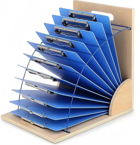 Clipboard Holder, Clipboard Storage Rack | Wooden Clipboards Stand with Sturdy Metal Shelf | Clipboard Organizer for Classroom, Office, and Home (Assembly Required) (Pine) in Kuwait