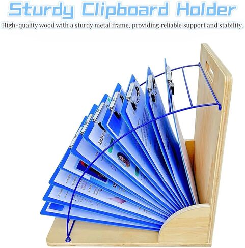 Clipboard Holder, Clipboard Storage Rack | Wooden Clipboards Stand with Sturdy Metal Shelf | Clipboard Organizer for Classroom, Office, and Home (Assembly Required) (Pine) in Kuwait