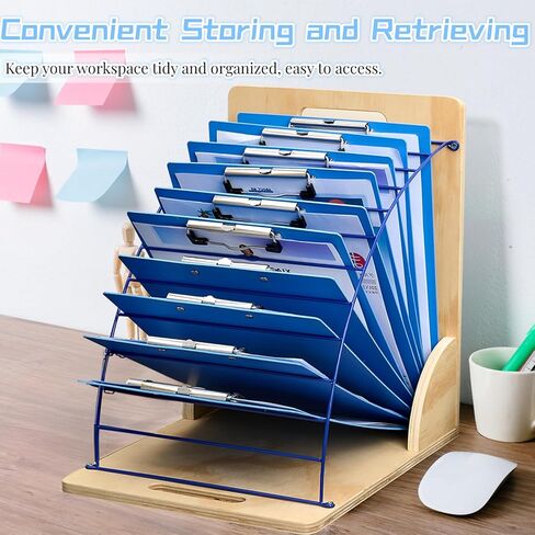 Clipboard Holder, Clipboard Storage Rack | Wooden Clipboards Stand with Sturdy Metal Shelf | Clipboard Organizer for Classroom, Office, and Home (Assembly Required) (Pine) in Kuwait