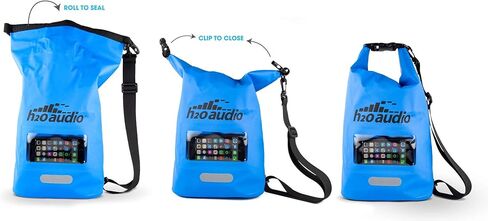 H2O Audio Floating Dry Bag, 100% Waterproof, Roll Top Closure with a Sealed Smart Phone Window Case,10L Sack for Swimming, Kayaking, Boating, Fishing, Camping and Hiking in Kuwait