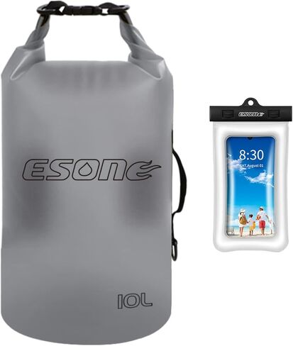 ESONE Waterproof Dry Bag for Women Men, 2L/ 5L/ 10L/ 15L/ 20L Roll Top Lightweight Transparent Dry Storage Bag Backpack with Cool Phone Case for Swimming, Boating, Camping and Beach in Saudi Arabia
