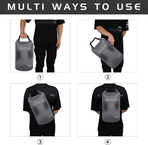 ESONE Waterproof Dry Bag for Women Men, 2L/ 5L/ 10L/ 15L/ 20L Roll Top Lightweight Transparent Dry Storage Bag Backpack with Cool Phone Case for Swimming, Boating, Camping and Beach in Saudi Arabia