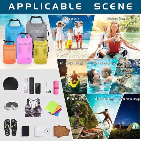 ESONE Waterproof Dry Bag for Women Men, 2L/ 5L/ 10L/ 15L/ 20L Roll Top Lightweight Transparent Dry Storage Bag Backpack with Cool Phone Case for Swimming, Boating, Camping and Beach in Saudi Arabia