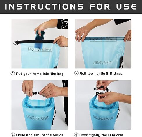 حقيبة جافة مقاومة للماء للنساء والرجال، 2L/ 5L/ 10L/ 15L/ 20L حقيبة ظهر خفيفة الوزن وشفافة للتخزين الجاف مع حافظة هاتف رائعة للسباحة وركوب القوارب والتخييم والشاطئ in Kuwait