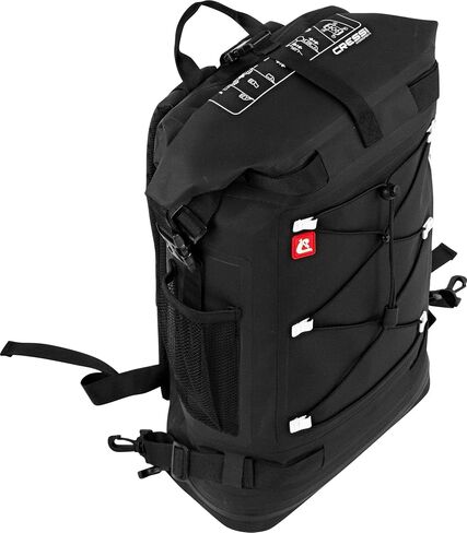 Cressi Waterproof Backpack - Watertight Zipper, Padded Shoulder, and Back Strap- Designed for Fixing to D-Rings on iSUP Boards - Spidy Dry: Designed in Italy,Black in Saudi Arabia