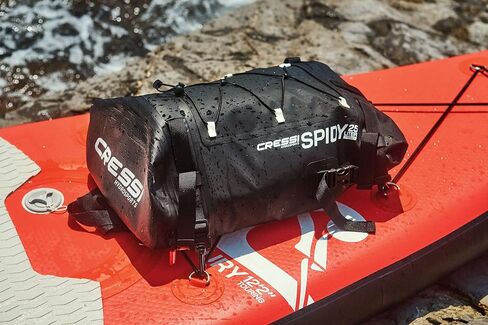 Cressi Waterproof Backpack - Watertight Zipper, Padded Shoulder, and Back Strap- Designed for Fixing to D-Rings on iSUP Boards - Spidy Dry: Designed in Italy,Black in Saudi Arabia