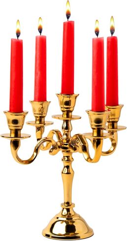 Rely+ 3 Arm Candelabra Gold Glossy 8" Tall - Taper Candle Holders - Candle Stands - Candlesticks Holders for Home Decor, Wedding, Party, Dining Table Centerpiece, Fit 3/4 inch Candles Mini Candelabras in Saudi Arabia