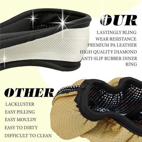 OKLPF 28 قطعة من إكسسوارات السيارات اللامعة للنساء مجموعة داخلية لطيفة إطار لوحة ترخيص بلينغ مقاس 15 بوصة أغطية عجلة القيادة بلينغ حامل هاتف من حجر الراين زجاج شفاف لامع وبلورات ماسية (أسود) in Kuwait