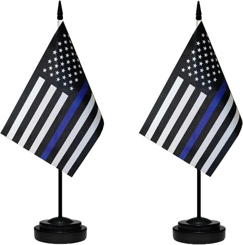 Thin Blue Green and Red Line American USA Desk Flag,Small Mini Patriotic American Honoring Police Military and Fire Officers Table Flags With Stand Base,Miniature Thin Blue Green and Red Line Deluxe in Saudi Arabia