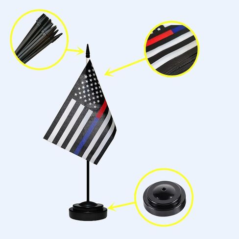 Thin Blue Green and Red Line American USA Desk Flag,Small Mini Patriotic American Honoring Police Military and Fire Officers Table Flags With Stand Base,Miniature Thin Blue Green and Red Line Deluxe in Saudi Arabia