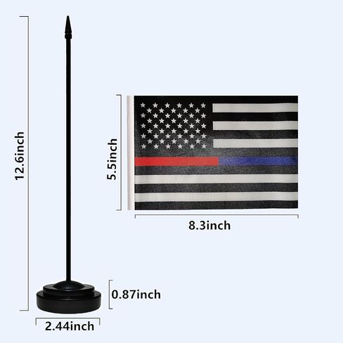 Thin Blue Green and Red Line American USA Desk Flag,Small Mini Patriotic American Honoring Police Military and Fire Officers Table Flags With Stand Base,Miniature Thin Blue Green and Red Line Deluxe in Saudi Arabia