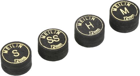 مجموعة أطراف عصا البلياردو - أطراف عصا البلياردو مغلفة، أنماط متعددة H وM وS و2S من الجلد الصناعي متعدد الطبقات، تنطبق على عصا البلياردو (قطر 12 مم، أسود) in Kuwait