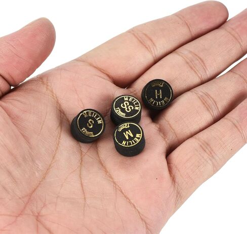 مجموعة أطراف عصا البلياردو - أطراف عصا البلياردو مغلفة، أنماط متعددة H وM وS و2S من الجلد الصناعي متعدد الطبقات، تنطبق على عصا البلياردو (قطر 12 مم، أسود) in Kuwait