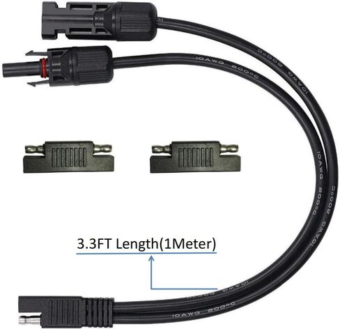 موصلات الألواح الشمسية 10AWG متوافقة مع موصل الطاقة الشمسية MC-4 لمحول SAE سلك كابل تمديد PV لمجموعة شاحن بطارية الألواح الشمسية RV Caravan مع محولين عكسيين من SAE إلى SAE in Kuwait