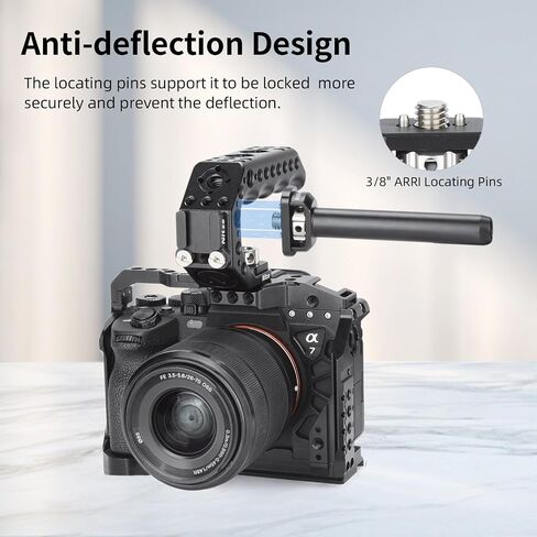 قضيب Nitze 15 مم مع دبابيس تحديد ARRI مقاس 3/8 بوصة، وقضيب من سبائك الألومنيوم 4 بوصة 15 مم لقفص الكاميرا، ومقبض علوي للكاميرا والتركيز المتبع - R15-8A100 in Saudi Arabia