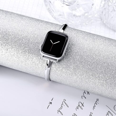 سوار PlusRoc من الفولاذ المقاوم للصدأ متوافق مع سوار ساعة Apple 38 مم 40 مم 41 مم 42 مم 44 مم 45 مم iWatch SE Series 9 8 7 6 5 4 3 2 1، سوار رفيع متعدد الاستخدامات للنساء in Saudi Arabia