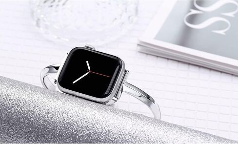 سوار PlusRoc من الفولاذ المقاوم للصدأ متوافق مع سوار ساعة Apple 38 مم 40 مم 41 مم 42 مم 44 مم 45 مم iWatch SE Series 9 8 7 6 5 4 3 2 1، سوار رفيع متعدد الاستخدامات للنساء in Saudi Arabia