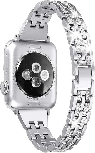 Secbolt Bling Bands Compatible with Apple Watch Band 38mm 40mm 41mm 42mm 44mm 45mm Women iWatch SE Series 9 8 7 6 5 4 3 2 1, Dressy Jewelry Metal Wristband Strap Diamond Rhinestone in Saudi Arabia