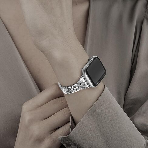 Secbolt Bling Bands Compatible with Apple Watch Band 38mm 40mm 41mm 42mm 44mm 45mm Women iWatch SE Series 9 8 7 6 5 4 3 2 1, Dressy Jewelry Metal Wristband Strap Diamond Rhinestone in Saudi Arabia