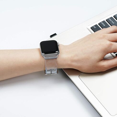 iiteeology Compatible with Apple Watch Band 38mm 40mm 41mm 42mm 44mm 45mm 49mm, Women Transparent Clear Soft Silicone Sports iWatch Band for Apple Watch Ultra 2/Ultra Series 9/8/7/6 in Saudi Arabia