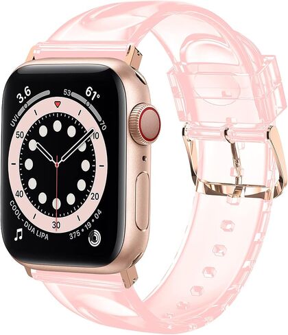 iiteeology Compatible with Apple Watch Band 38mm 40mm 41mm 42mm 44mm 45mm 49mm, Women Transparent Clear Soft Silicone Sports iWatch Band for Apple Watch Ultra 2/Ultra Series 9/8/7/6 in Saudi Arabia