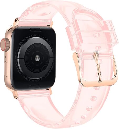 iiteeology Compatible with Apple Watch Band 38mm 40mm 41mm 42mm 44mm 45mm 49mm, Women Transparent Clear Soft Silicone Sports iWatch Band for Apple Watch Ultra 2/Ultra Series 9/8/7/6 in Saudi Arabia