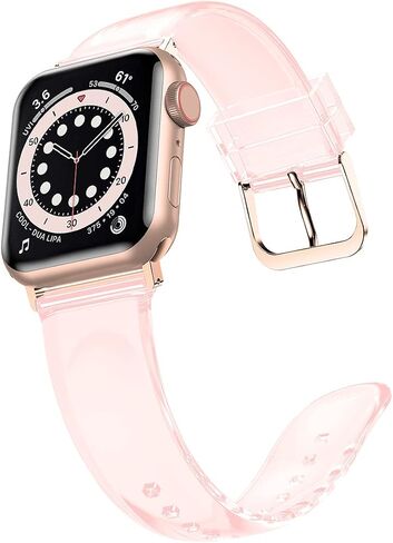 iiteeology Compatible with Apple Watch Band 38mm 40mm 41mm 42mm 44mm 45mm 49mm, Women Transparent Clear Soft Silicone Sports iWatch Band for Apple Watch Ultra 2/Ultra Series 9/8/7/6 in Saudi Arabia