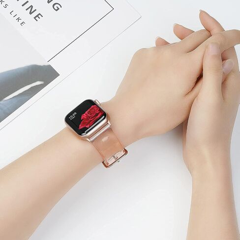 iiteeology Compatible with Apple Watch Band 38mm 40mm 41mm 42mm 44mm 45mm 49mm, Women Transparent Clear Soft Silicone Sports iWatch Band for Apple Watch Ultra 2/Ultra Series 9/8/7/6 in Saudi Arabia