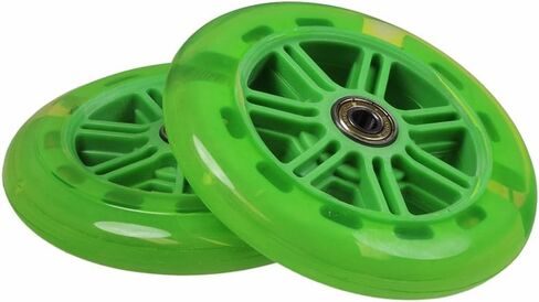 عجلات AlveyTech مقاس 125 مم لسكوتر Razor A3 Kick Scooter، محور أخضر للعجلة الشفافة (مجموعة من 2) in Saudi Arabia