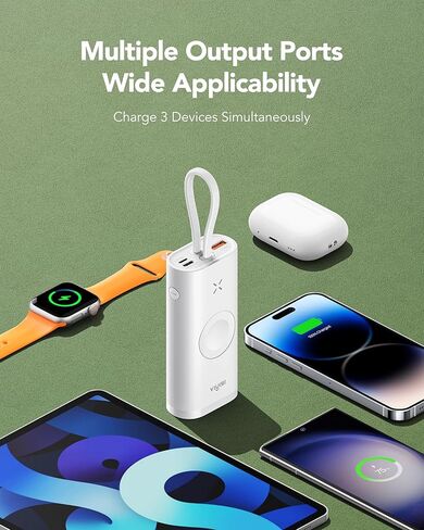 شاحن محمول لساعة Apple & iPhone، بنك طاقة 10000 مللي أمبير في الساعة 20 وات PD شحن سريع حزمة بطارية متوافقة مع Apple Watch Series Ultra/8/7/6/Se/5/4/3/2/1/iPhone14/14 Pro Max/13/ 12- أبيض in Kuwait