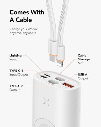 شاحن محمول لساعة Apple & iPhone، بنك طاقة 10000 مللي أمبير في الساعة 20 وات PD شحن سريع حزمة بطارية متوافقة مع Apple Watch Series Ultra/8/7/6/Se/5/4/3/2/1/iPhone14/14 Pro Max/13/ 12- أبيض in Kuwait