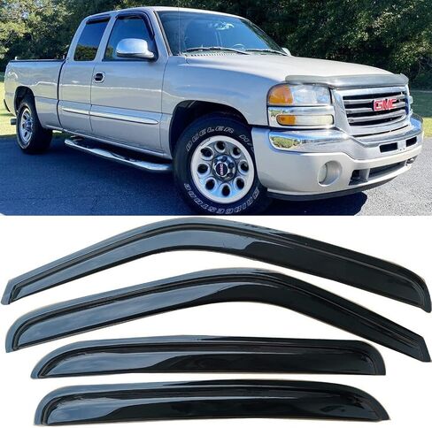 حاجب النافذة الجانبية واقي المطر منحرف الرياح نافذة تهوية لسيارة Chevy Suburban Avalanche Silverado 1500 2500/GMC Yukon XL Sierra 1500 2500/Cadillac Escalade ESV Ext Crew Cab Pickup/SUV 4PCS in Kuwait