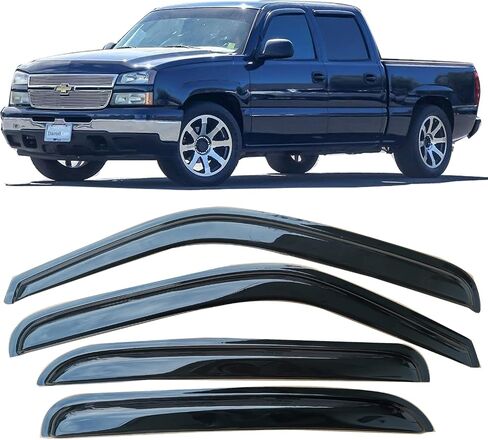 حاجب النافذة الجانبية واقي المطر منحرف الرياح نافذة تهوية لسيارة Chevy Suburban Avalanche Silverado 1500 2500/GMC Yukon XL Sierra 1500 2500/Cadillac Escalade ESV Ext Crew Cab Pickup/SUV 4PCS in Kuwait