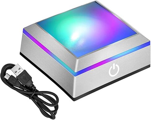 قاعدة إضاءة LED متعددة الألوان لفن الزجاج الكريستالي ثلاثي الأبعاد، حامل عرض مربع مضاء ملون مع مفتاح لمس حساس، يعمل بالبطارية/USB، سطح علوي مسطح in Saudi Arabia