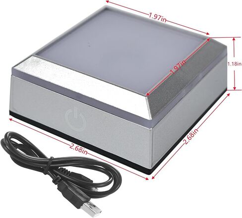قاعدة إضاءة LED متعددة الألوان لفن الزجاج الكريستالي ثلاثي الأبعاد، حامل عرض مربع مضاء ملون مع مفتاح لمس حساس، يعمل بالبطارية/USB، سطح علوي مسطح in Saudi Arabia