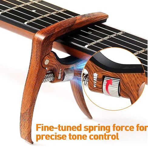 كابو جيتار كابو قابل للتعديل للجيتار الصوتي ذو 6 أوتار، والجيتار الكهربائي، والقيثارة - يتميز بتعديل شد الزنبرك للحصول على نغمة مثالية، ويتضمن سحب دبوس سلسلة - سبيكة زنك خفيفة الوزن in Kuwait