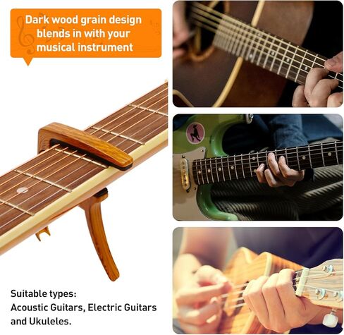 كابو جيتار كابو قابل للتعديل للجيتار الصوتي ذو 6 أوتار، والجيتار الكهربائي، والقيثارة - يتميز بتعديل شد الزنبرك للحصول على نغمة مثالية، ويتضمن سحب دبوس سلسلة - سبيكة زنك خفيفة الوزن in Kuwait