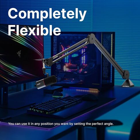 IXTECH Microphone Boom Arm Stand, Heavy Duty Adjustable Mic Stand with Cable Ties, Desk Mount Arm Stand for Gaming Streaming Podcasting (LARGE). in Saudi Arabia